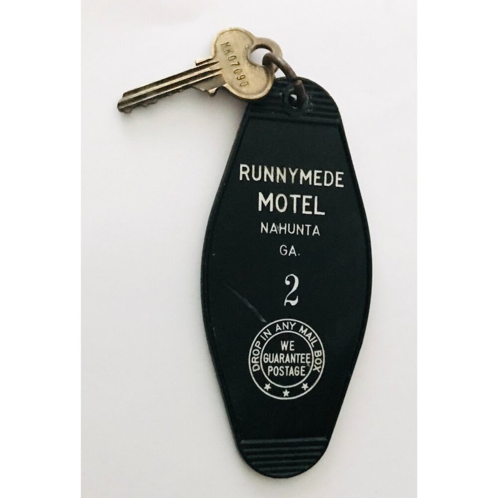 Vintage Runnymede Motel Nahunta GA Key & Fob Room 2 Georgia USA Original Large